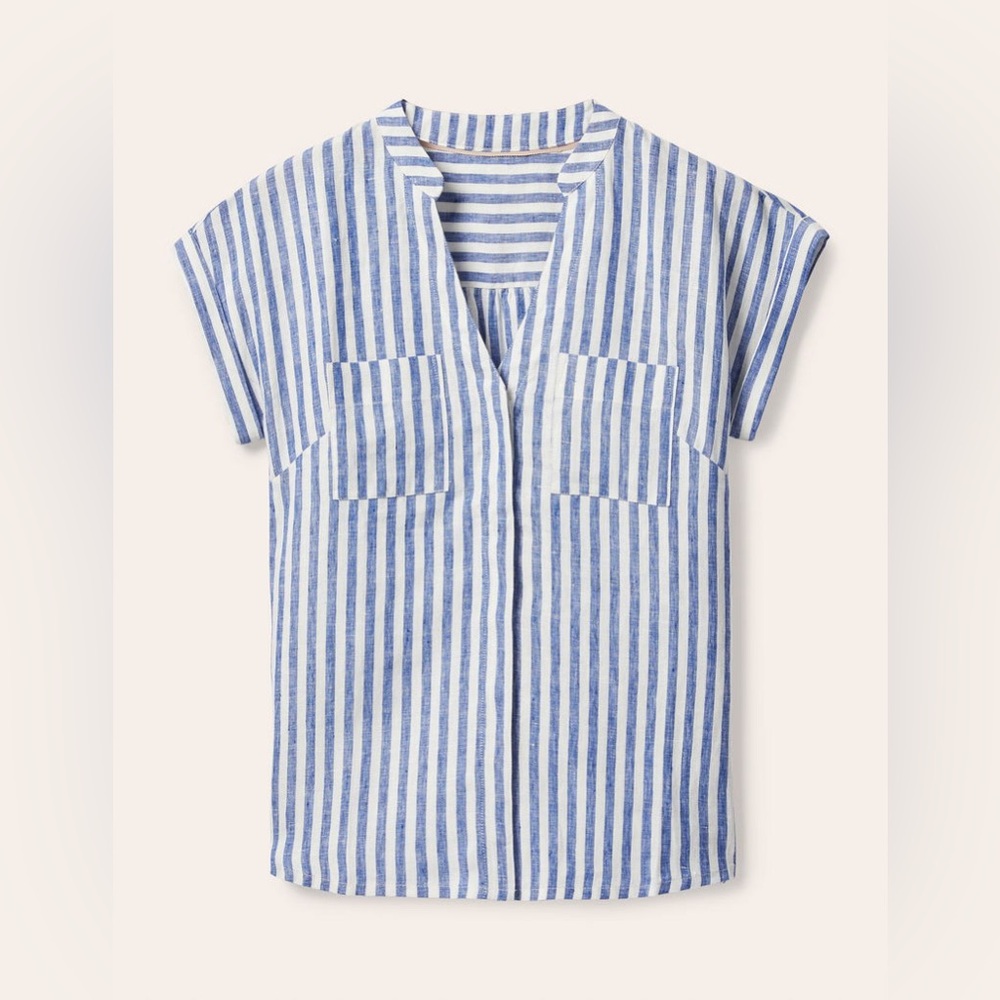 Evie Linen Shirt in Summit Stripe